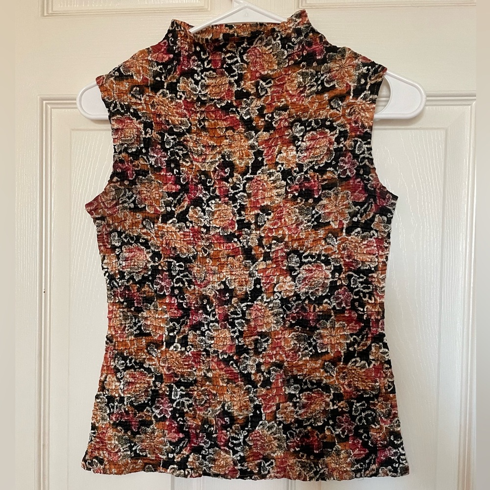 Floral mock neck top